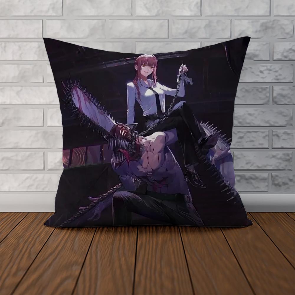 Chainsaw Man Pillow Case For Car Sofa Decorative Home Doublesided Print Plush Square Throw Pillow Cushion Cover