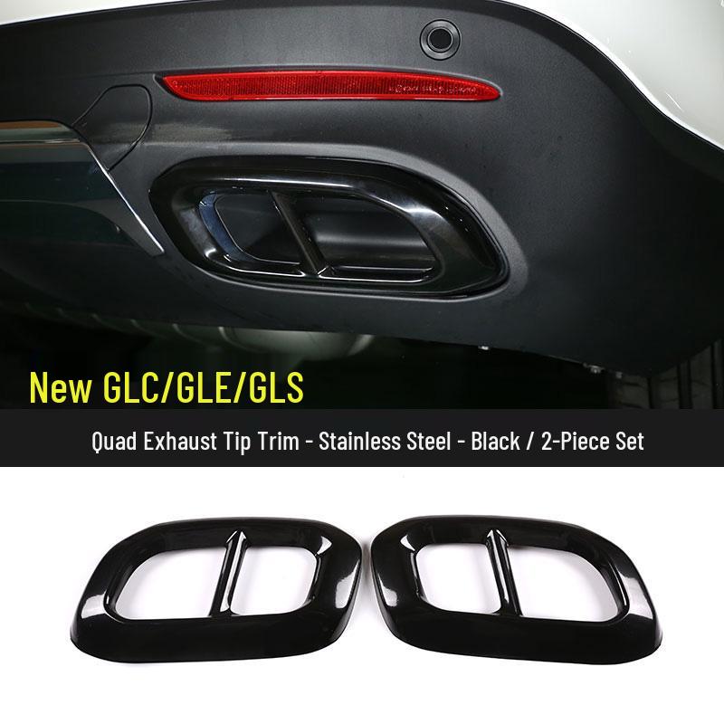Couvercle de sortie d'échappement compatible pour Mercedes Classe A, C, E, GLC - Modification décorative à quatre sorties.