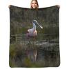 Rosette Spoonbill Blue Heron Throw Blanket Soft Warm Blanket Gift for Men Women Adults