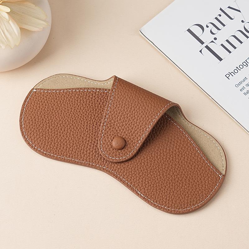Literary young women's glasses bag head layer leather sunglasses dust storage box soft leather sunglasses protective cover