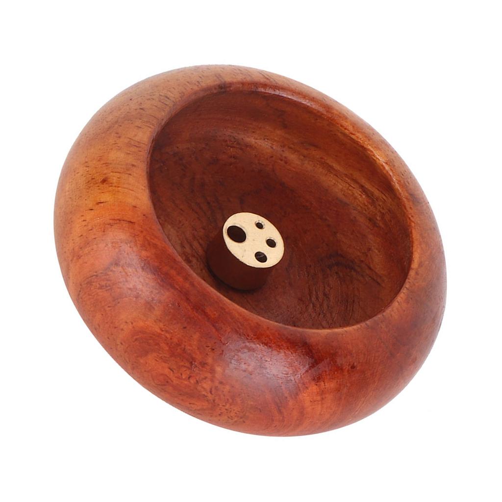 Vietnamese Mini Round Incense Stick Buddhist Supplies Bowl Shape Incense Holder(Rosewood)