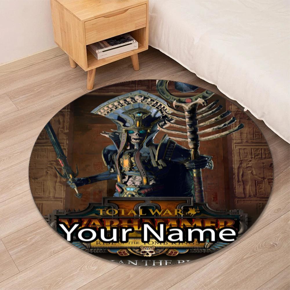 Custom Name Total War Warhammer Printed Round Rug Carpet Chair Rug Area Rug Entryway Doormats,for Office Chair Living Room Bedroom Kitchen Room.