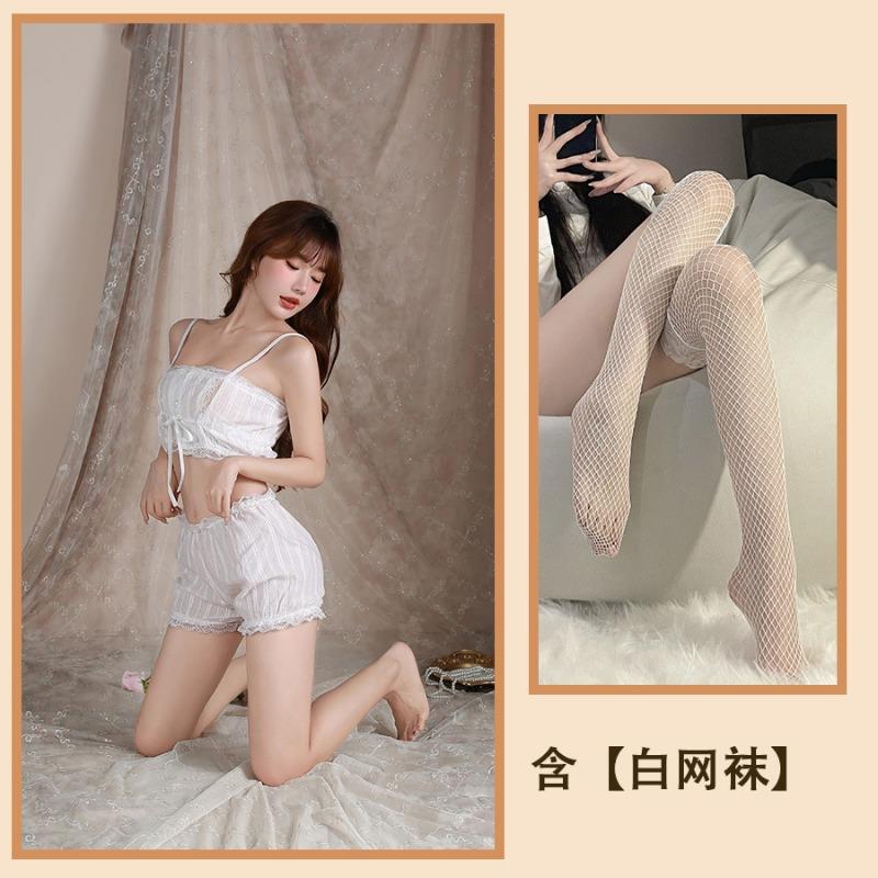 Sex Underwear Sexy Split Suspender Sex Breast Wrap Strap Button Shorts Seduction Lace Sweet Suit