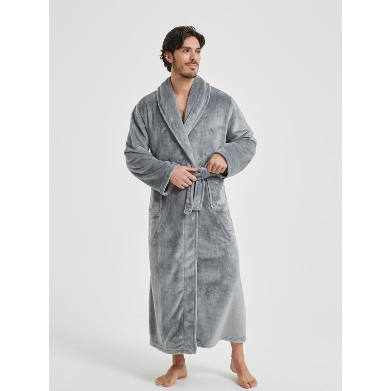 მამაკაცის შალის საყელოთი ფლანელის ხალათები, სრული სიგრძის ფლისის აბაზანის ხალათები, რბილი სპა სახლის ხალათი ჯიბეებით, ფუმფულა სპა ხალათები მამაკაცებისთვის, ზამთრის მყუდრო თბილი სპა გრძელი ხალათი