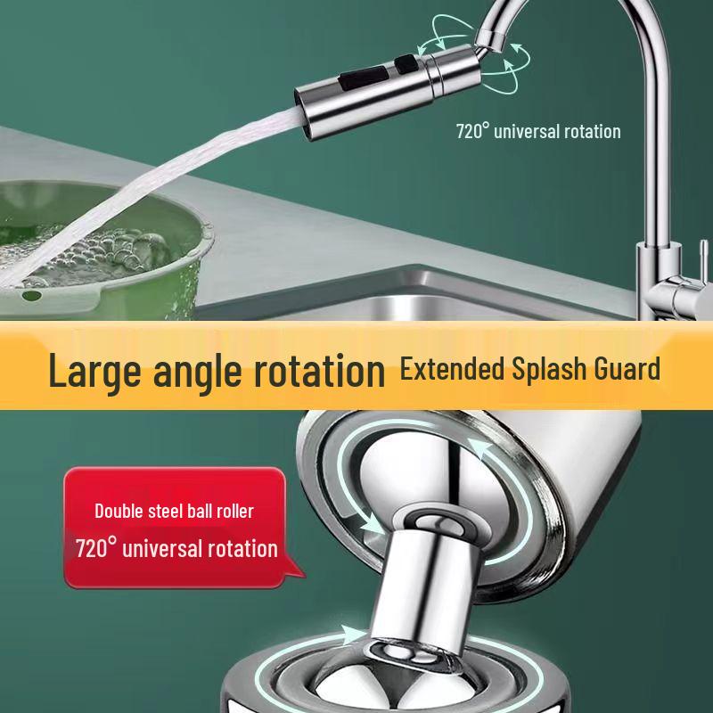 Rotatable Anti-Splash Kitchen Faucet Extender & Water-Saving Aerator