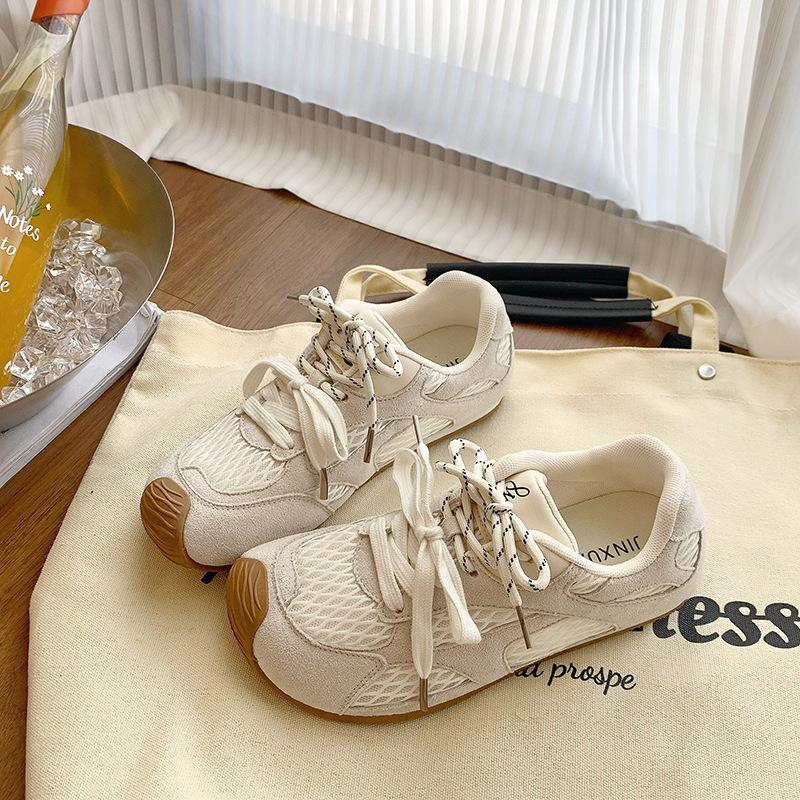 Round Head Versatile Mesh Retro German Training Shoes Lace-up Fashion Breathable Sports Shoes Trend Inner Height Increase Internet Celebrity Casual Sh