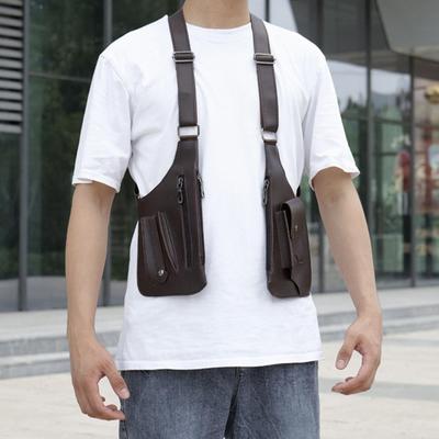 Men's Tacticals Vest Bag High Quality PU Leather Man Chest Bag Phone Pouch Vintage Design Underarm Back Pack Bags