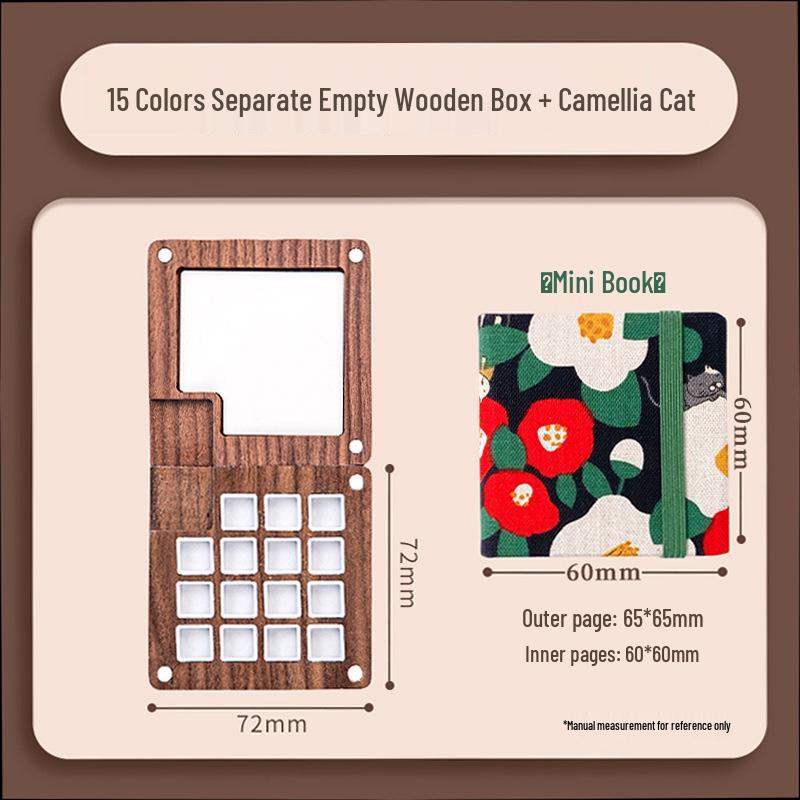 Feile Bird Chinese Style Wooden Box 15-Color Watercolor Set with Sanxingdui Dunhuang Solid Palette