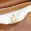 Romantic Drip Enamel Daisy Pendant - Openable Locket Necklace with Custom Text and Floral Accents Fashion Pendant Necklaces