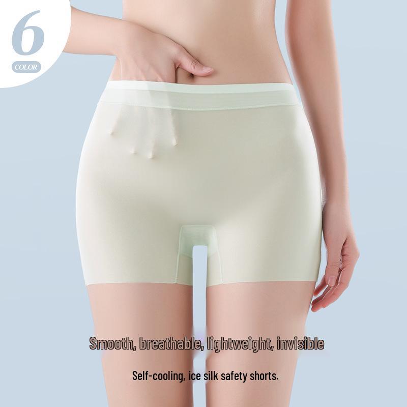 Damen Anti-Licht Nahtlose Eis Seide Boxer Sicherheitsshorts - Große Größen, Weiß