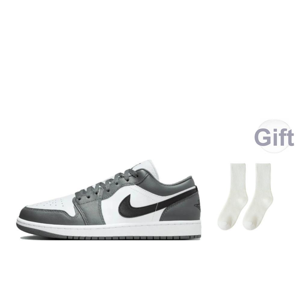 Air Jordan 1 Low Iron Grey Black Unisex Sneakers White 553558-152