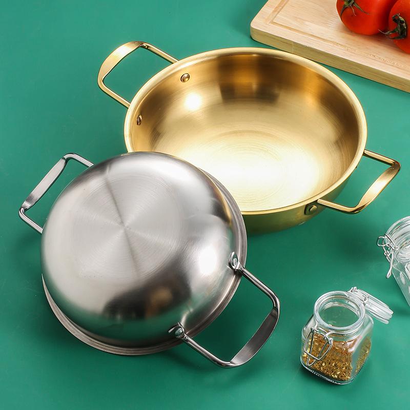 Korean Cuisine Stainless Steel Double-Ear Ramen & Soup Pot