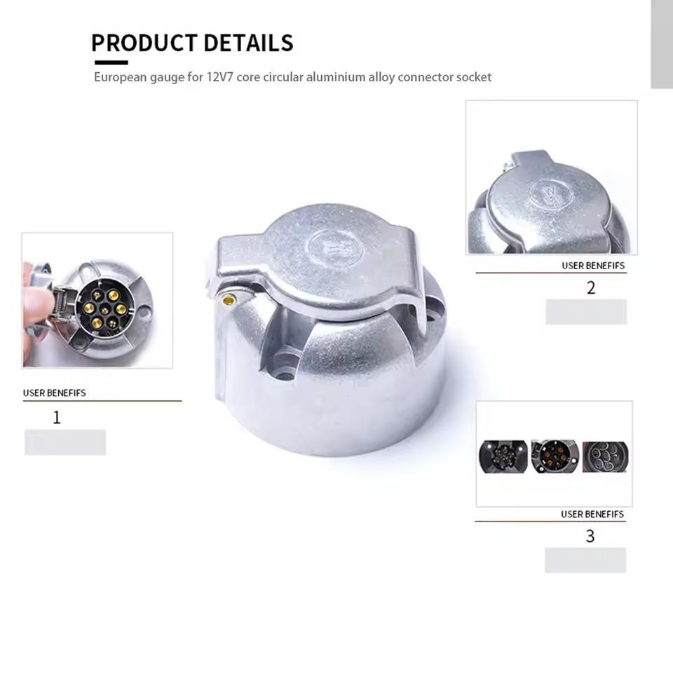 12V 7-Pin Connector Trailer Socket Heavy-Duty Round Wiring Socket Towbar Towing Caravan Truck Socket For Vehicle Car Accessories