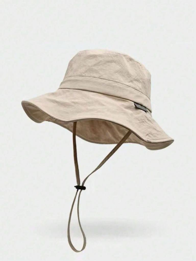 Outdoor Hiking Unisex Lightweight Waterproof Foldable Wide Brim Bucket Hat With Drawstring (Drawstring Color Sent Randomly)
