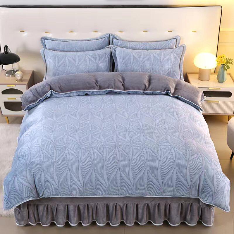 Winter Thick Milk Velvet Bed Four Piece Set