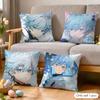 Chongyun Genshin Impact Cushion Cover Silky Short Plush Invisible Zipper Dustproof Sofa Pillow Case For Home Decor