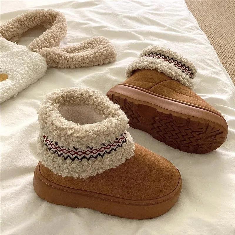 WTEMPO Women Casual Solid Color Boots Versatile Cold-proof Autumn Winter Large Size Warm Cold-proof Plush Boots