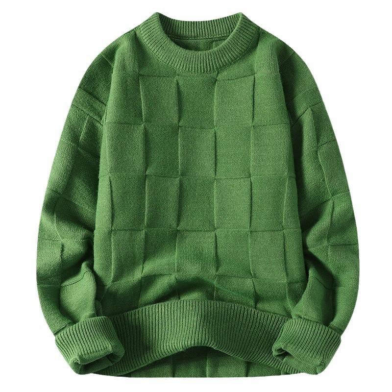 Mens Winter Warm Knit Sweater Loose Fit Round Neck Pullover Wool Blend Casual Streetwear