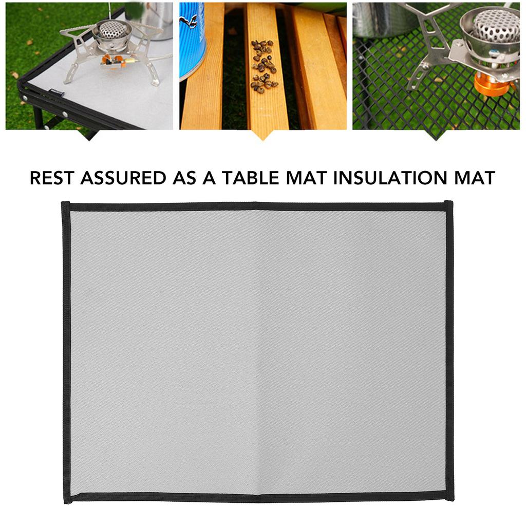 Fireproof Grill Pad Fiberglass Cloth Heat Resistant Foldable Square Fire Pit Mat for Patios Yards Gray M 60x53cm/23.62x20.87in