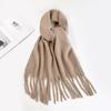 Superweicher Winterschal, einfarbig, für Damen, eleganter Schal mit Quaste, dick, warm, atmungsaktiv, Schal, Outfit-Zubehör