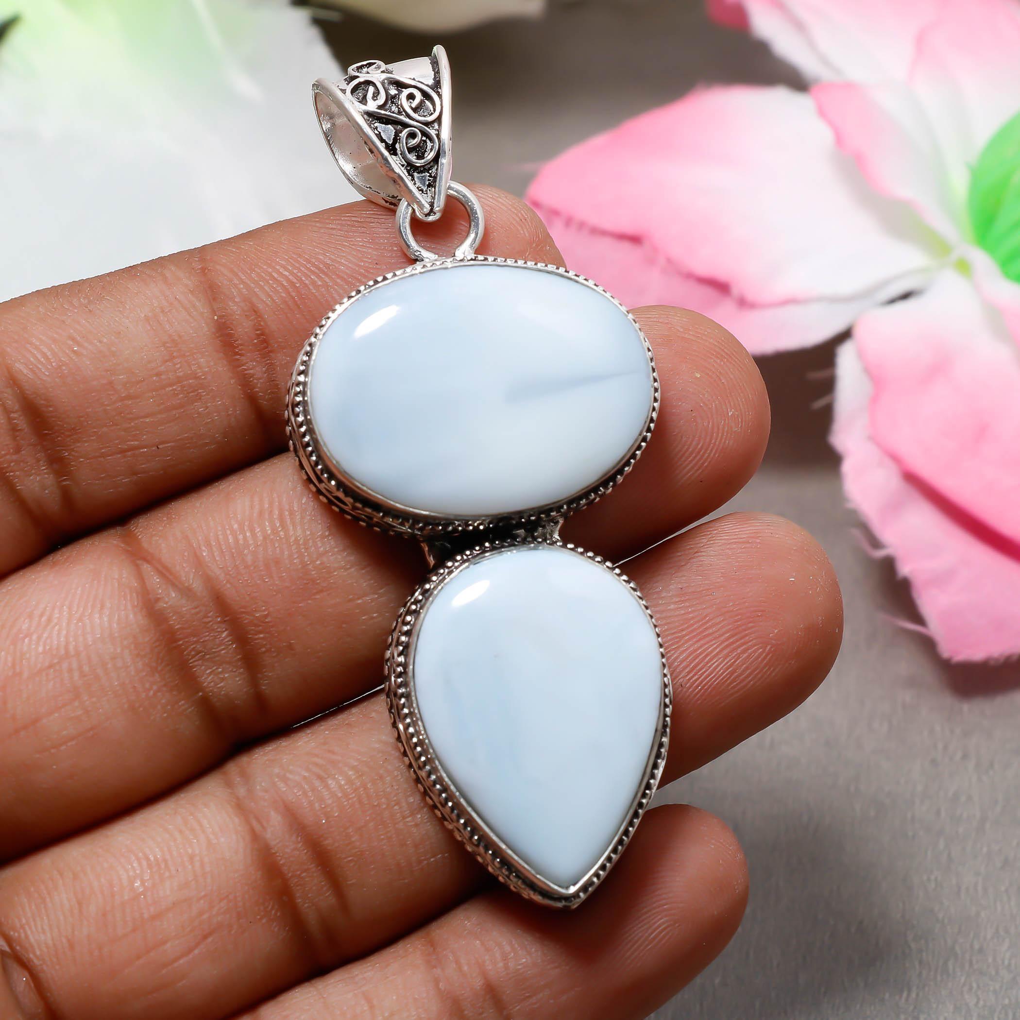 

Owyhee Opal Gemstone 925 Sterling Silver Boho Jewelry Antique Pendant