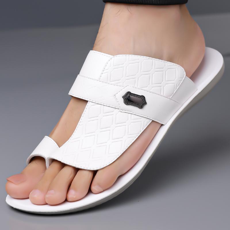 TUINANLE Men’s Minimalist and Stylish Summer Casual Flat Sandals – Slip-on Genuine Leather Sandals Suitable for Indoor and Outdoor Use