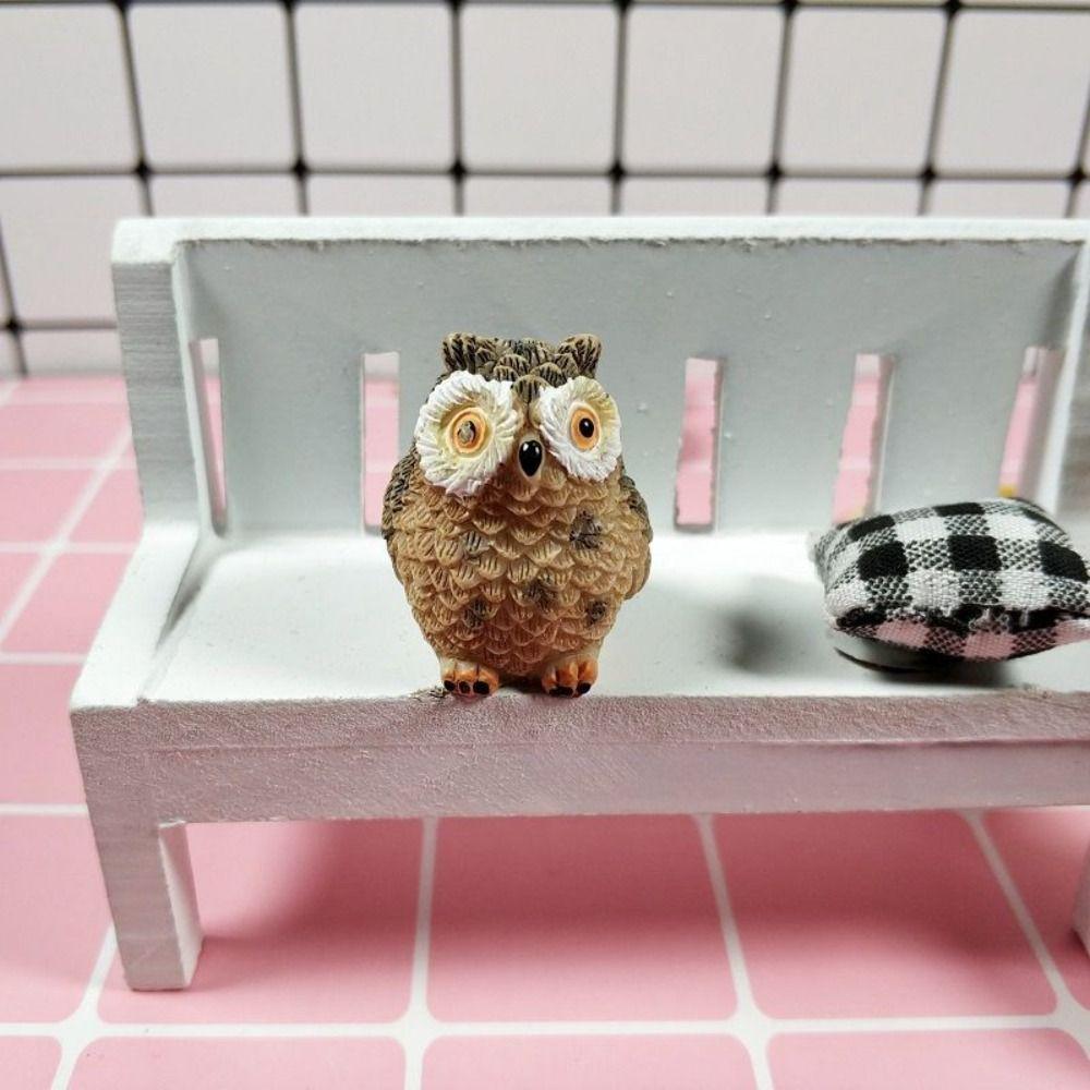 Garden Plug-in Bare-footed Car Decoration Owl Ornaments Miniatures Figurine Mini Owl Resin Crafts