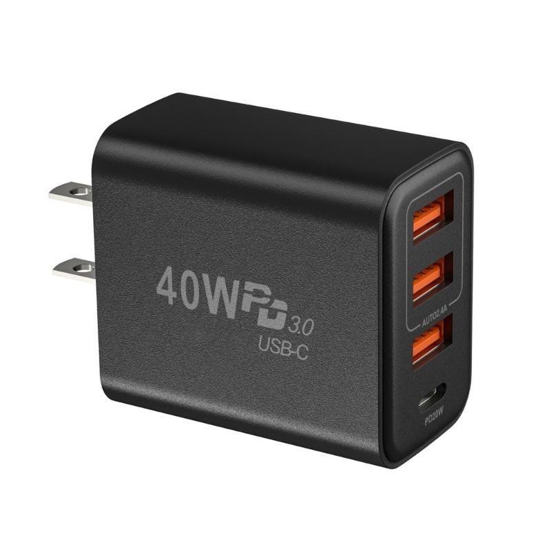 4 Συσκευές Γρήγορη 3 Θύρες USB A 1 Θύρα USB C Έξοδος 40W για Τηλέφωνα Tablets Laptops