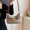 Beach Handbag Weave Straw Bag Multicolor Raffia Shoulder Bag Fashion Beach Crossbody Bag  Holiday