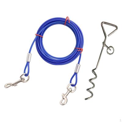 Dog Tie Out Cable and Stake Lead Chain Tether for Beach Outdoor Run