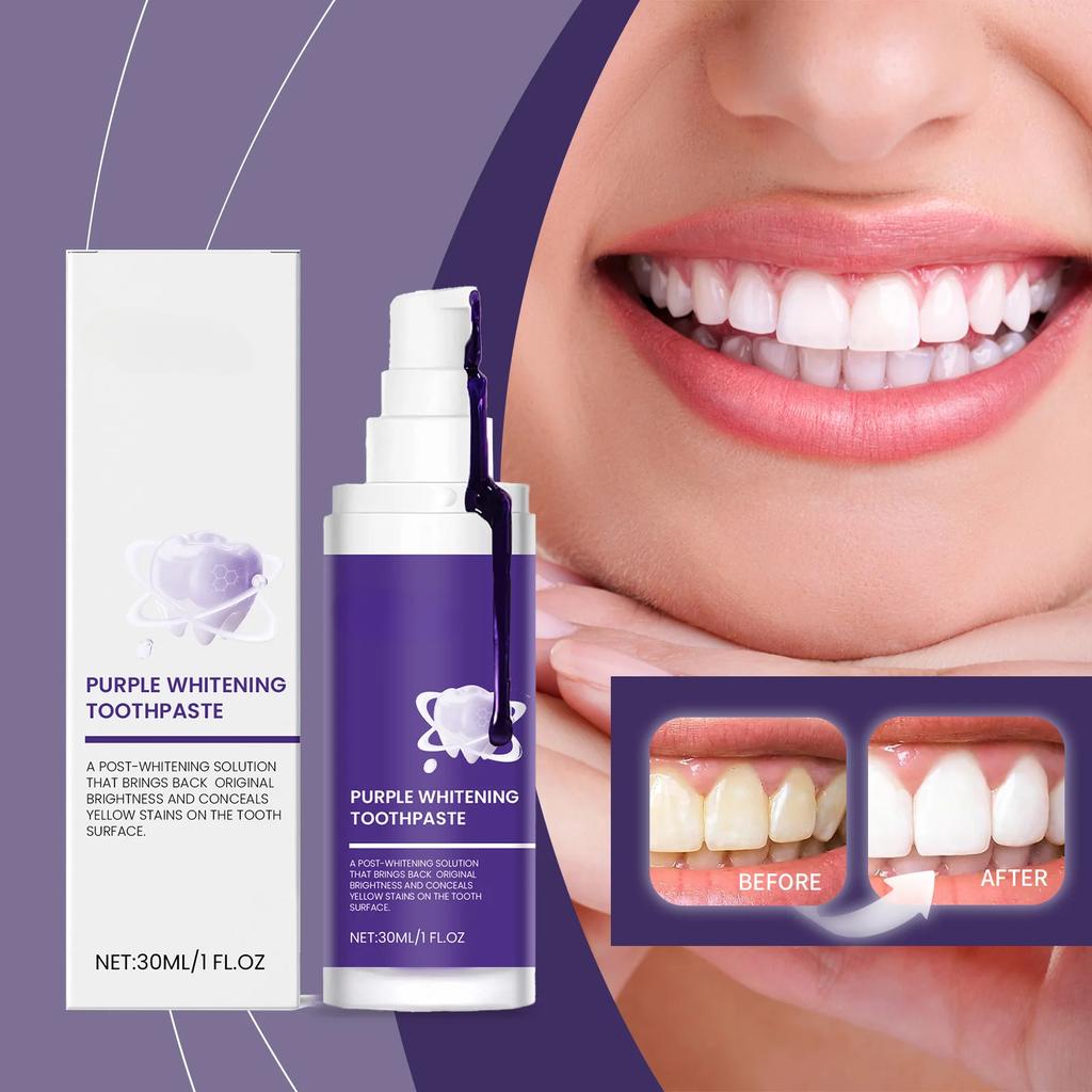 Purple Whitening Toothpaste Color Corrector Promote Oral Health Mint Remove Yellow Stains Dental Brightening Toothpaste
