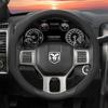Zkfan8 Suitable for Ram Perforated Leather Steering Wheel Cover, Non-Slip, Sweat-Absorbent, Breathable, Integrated Snap-On Protective Cover for Pickup