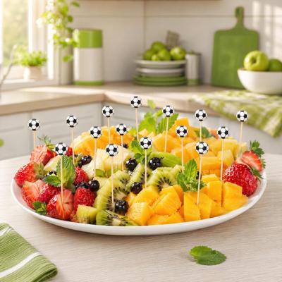 100 Pcs Baseball Toothpicks, 4.7 Inch Decorative Food Picks, Long Bamboo Sticks for Party Appetizers Desserts BBQ Skewers