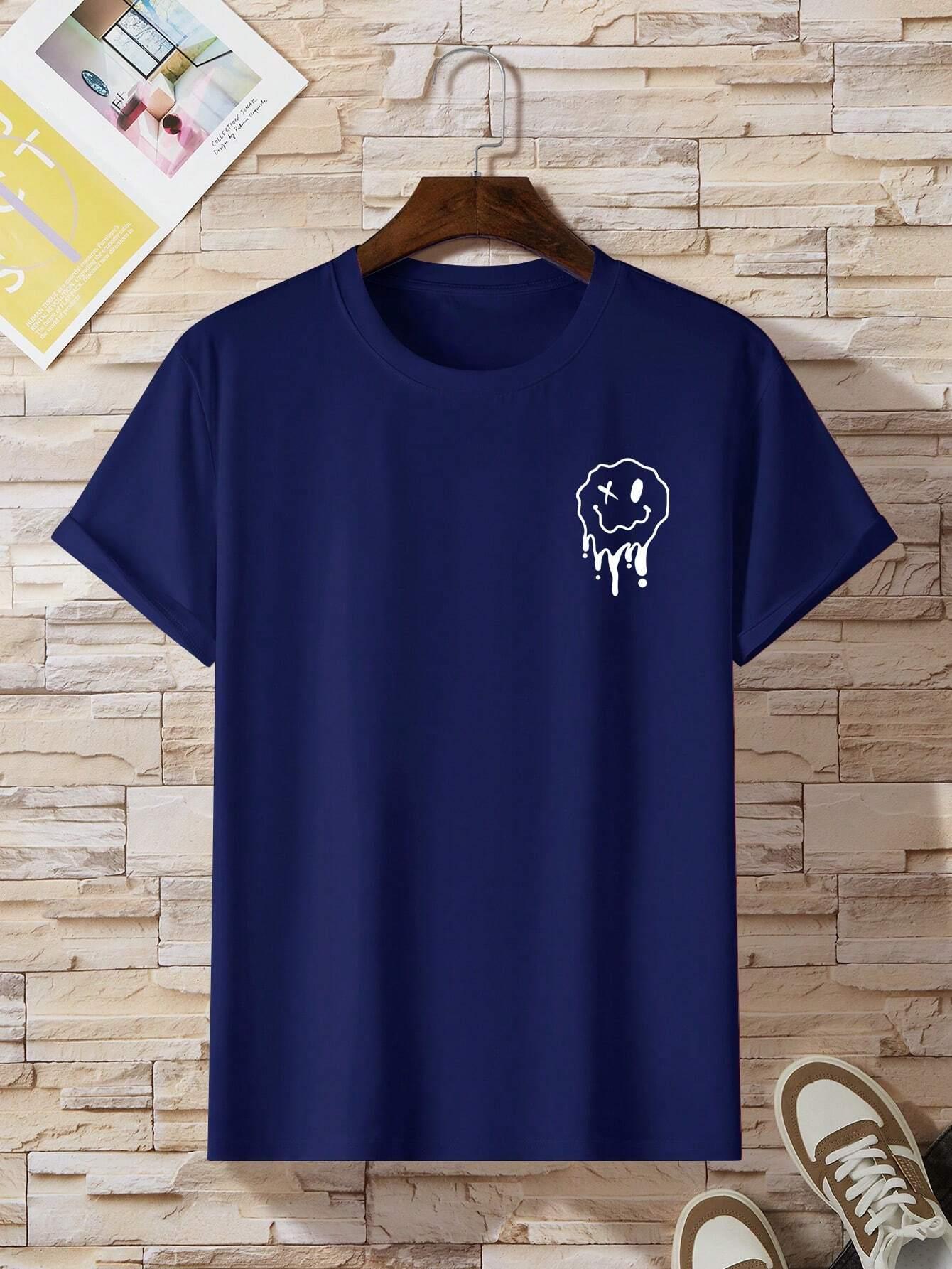 

Футболка с забавным улыбающимся лицом, которое вот-вот растает, мужская мода, футболка большого размера, летняя хлопковая одежда, свободные повседневные футболки 4XL