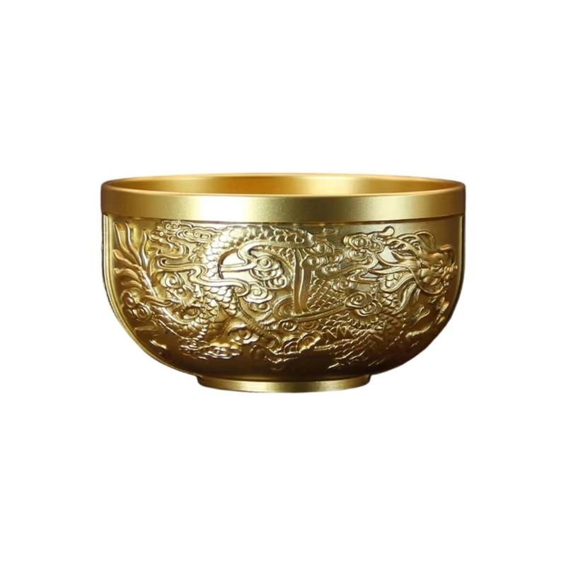 Golden Metal Bowl Copper Decorative Bowl Serving Bowl Blessing Bowl Fengshui Ornament Buddhist Altar Accessories Gift
