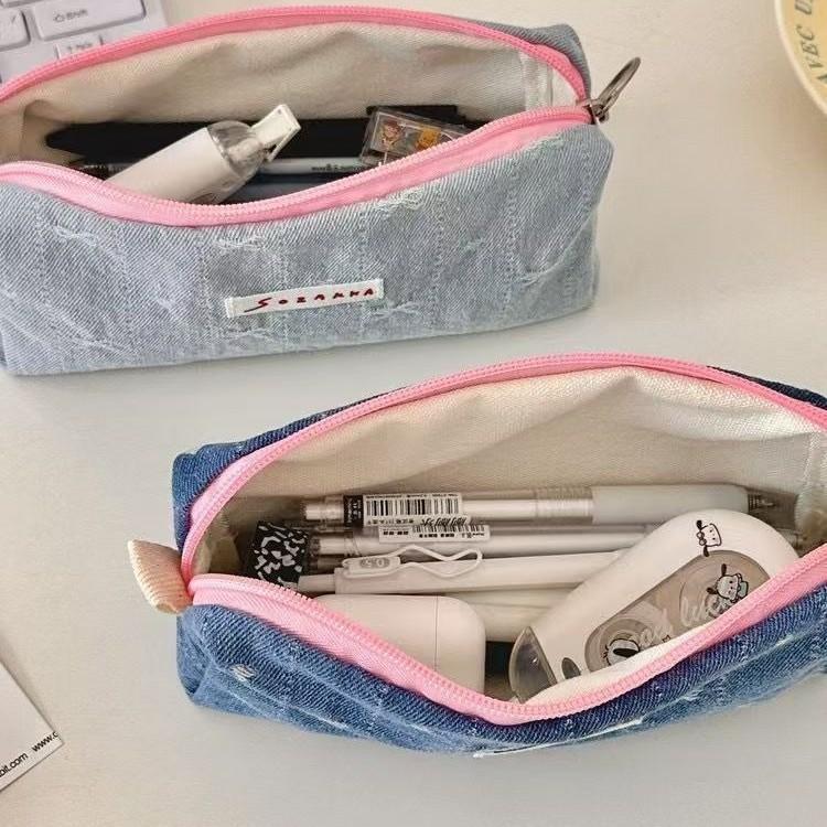 Stylish Jeans Pencil Bag With Polyester Material For Back To School Supplies For Teens