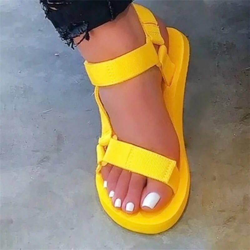 Summer lightweight Velcro flat casual sandals women's large size new open-toed sandals
