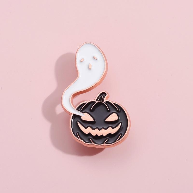 Unique Cartoon Dark Pumpkin Ghost Brooch Stylish Metal Pin For Halloween 2023 Celebration