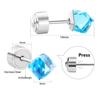 Accessories Colorful Square Diamond Screw Plug Earrings Simple Geometric Colored Diamond Pat Plug Earrings Stainless Steel Earrings