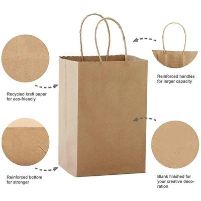 Bolsas de papel Kraft, bolsas de regalo de color sólido con asas para fiestas de cumpleaños, tiendas de comestibles y negocios minoristas