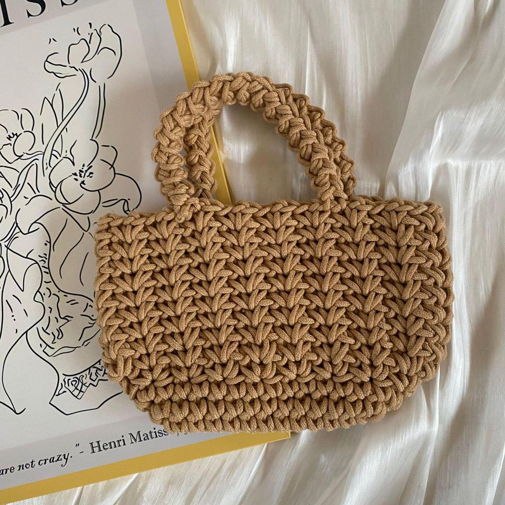 Handmade Straw Woven Women's Handbag - Trendy Ladies Net Red Bag