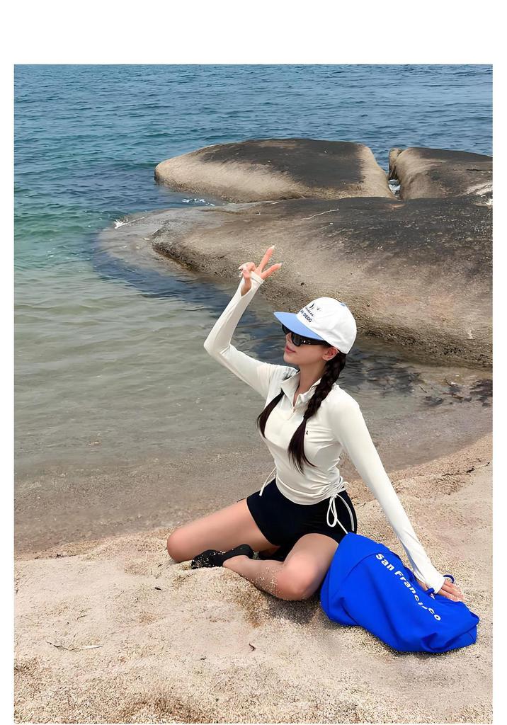 2025 Women's High-End Conservative Sports Swimsuit - Slimming & Sun Protective for Surfing