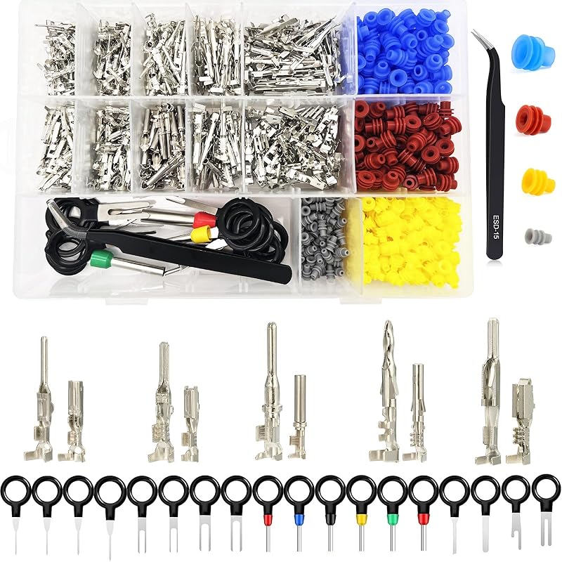 440Pcs Automotive Electrical Pin Connectors Kit 1.5/1.8/2.5/2.8Mm Pin Terminals Wire Connector P Wiring Harness Pin Kit Crimp Terminal P For 22-12