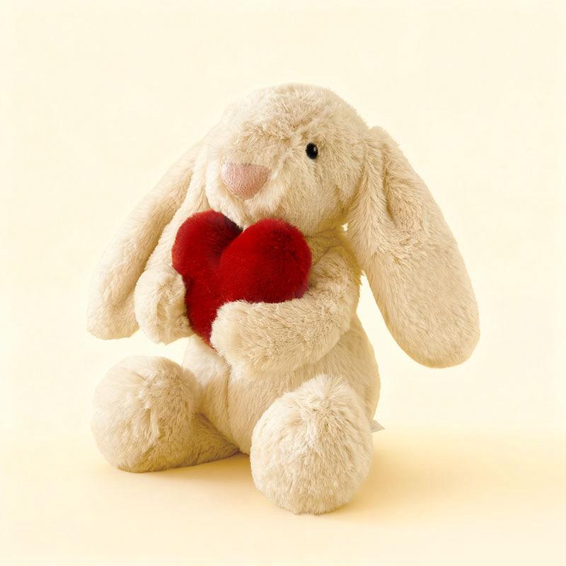 Floral Lop-Eared Bunny Plush Toy - Heart Hug Companion Doll for Kids