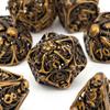 7 Pcs Orange Skull Metal Dice Hollow Metal Polyhedral Dice Set Suitable for Role-Playing RPG  Board Game Card Game