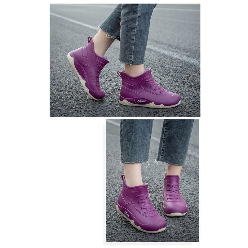 Women's Waterproof Short Ankle Boots Non-Slip Leather Sneakers Comfortable Casual Shoes