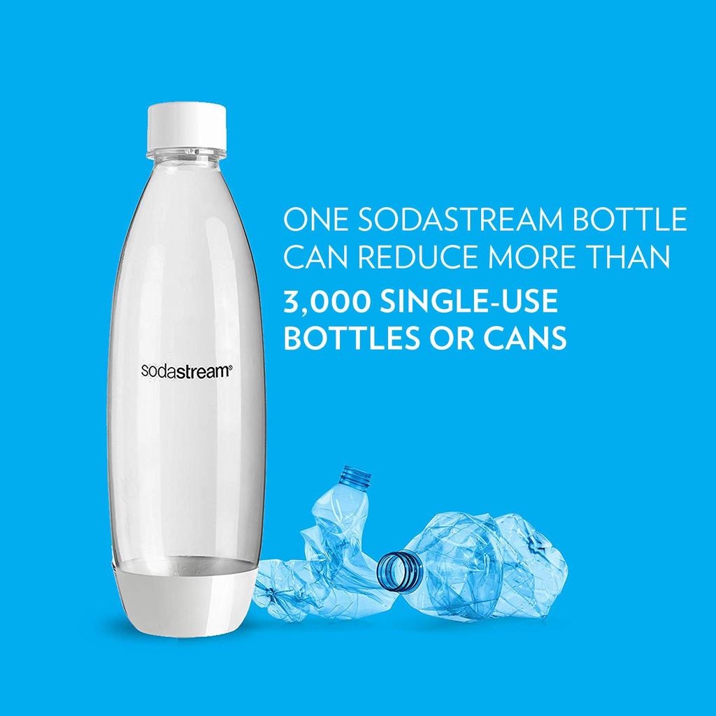 Sodastream White 1L Slim Carbonated Bottle Twin Pack (2-Pack)