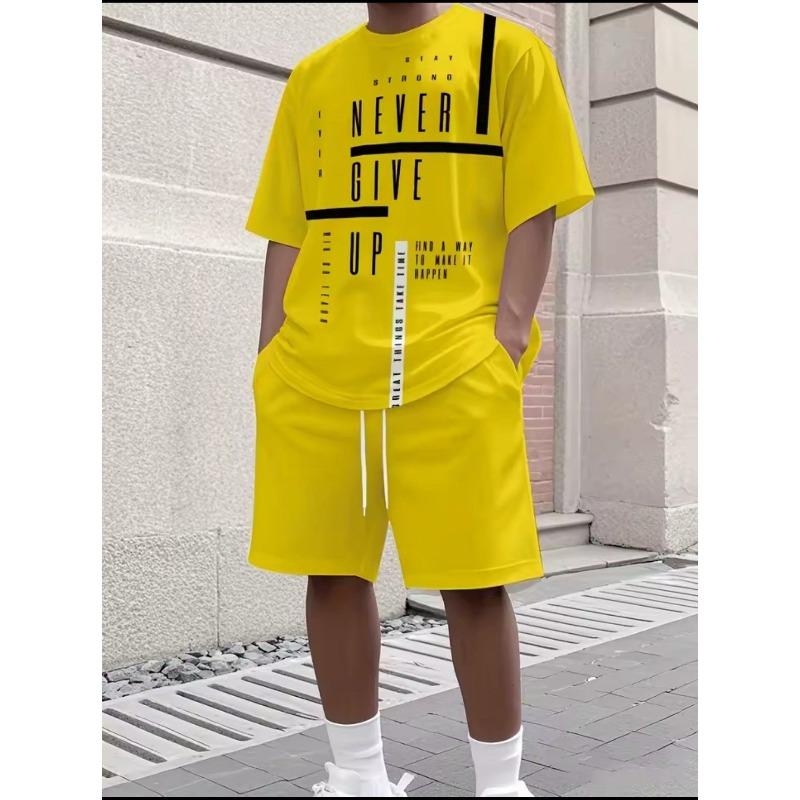 Men s 3D Digital Printed Casual T-Shirt Shorts Set S