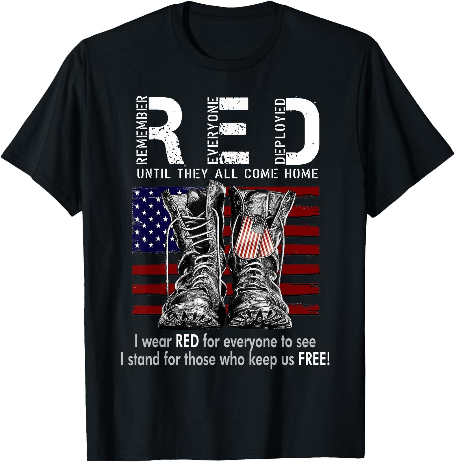 R.E.D Friday Military Remember Everyone Deployed Unisex-Adults US Flag T-Shirt Mens Womens Tees Top 2XL