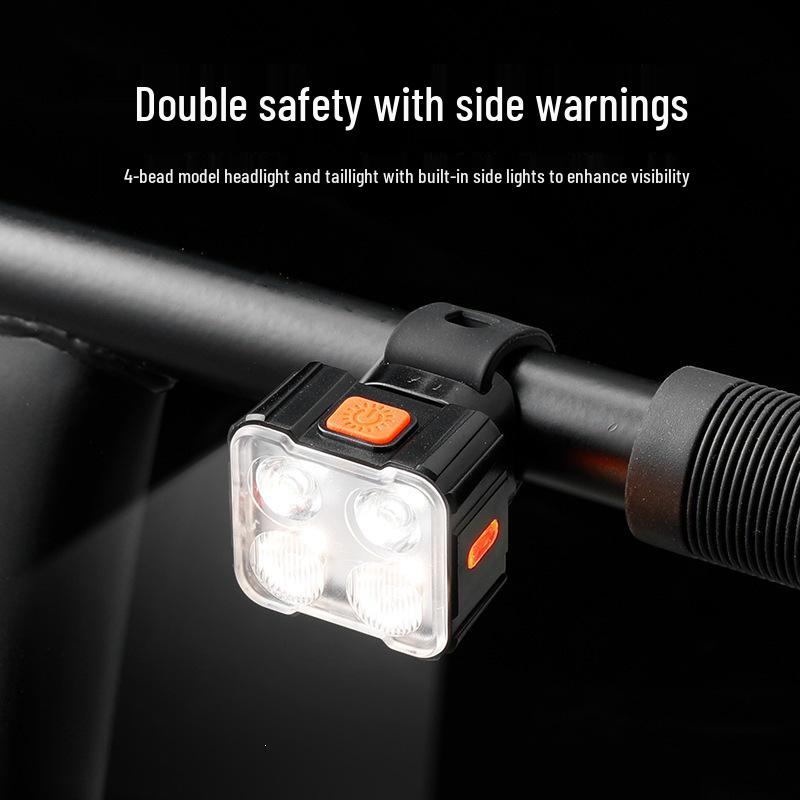 Rechargeable Waterproof Bicycle Front & Rear Light for Night Riding